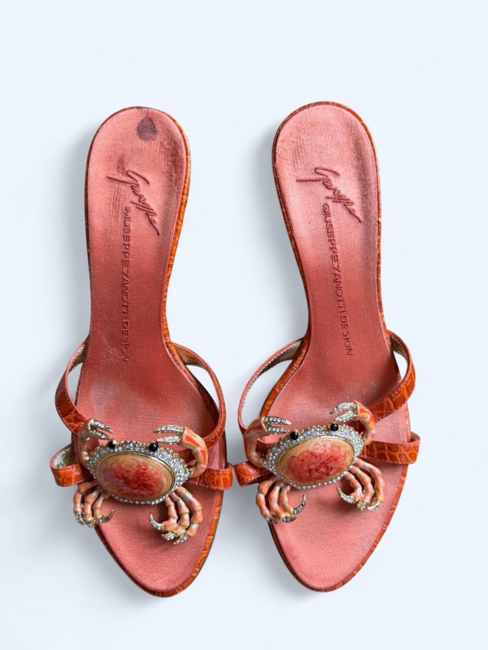 Giuseppe Zanotti Embellished Crab Cancer Kitten Heel Sandals Vintage Archival 38 - Picture 7 of 15